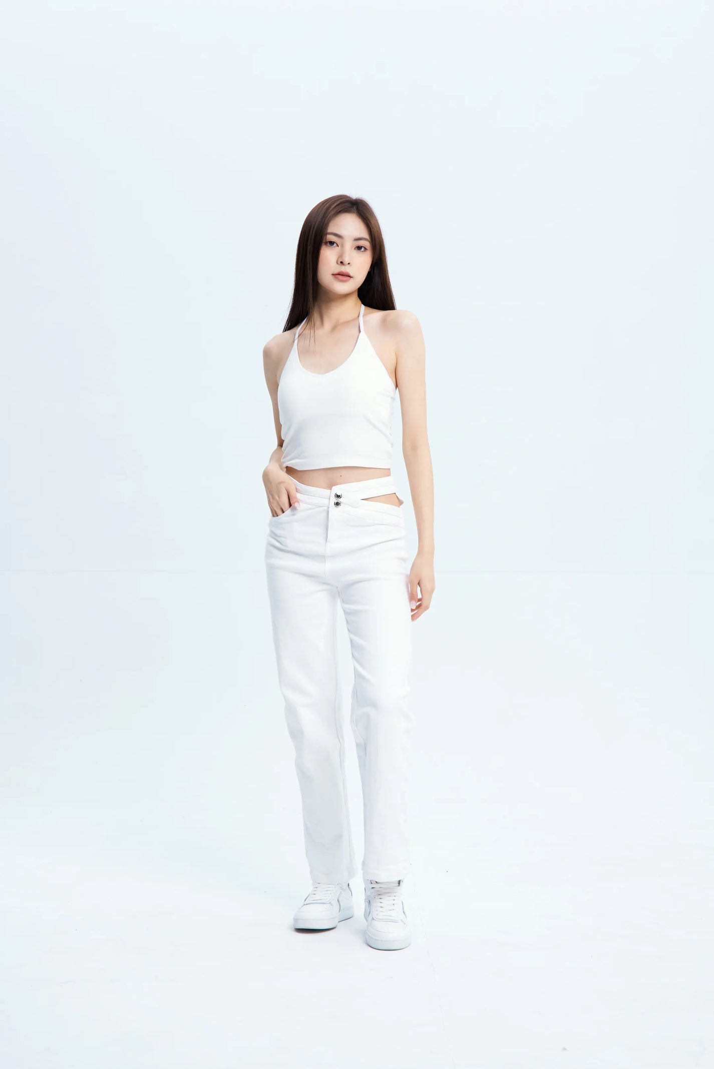 Neck Bra Top - White