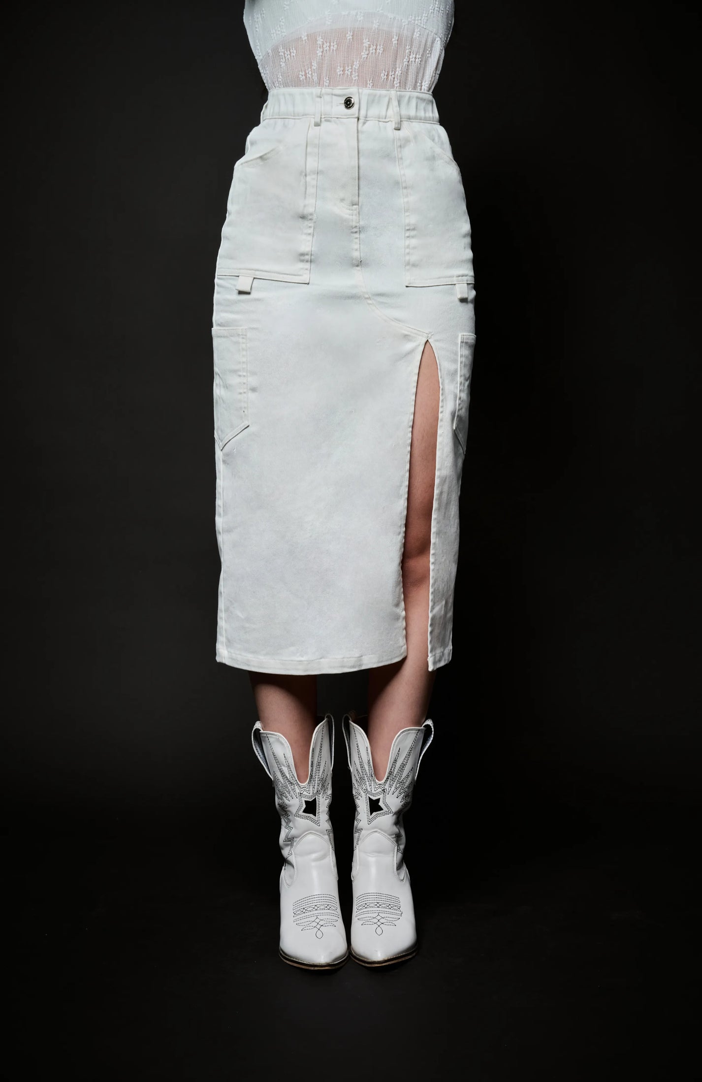 Rebel Reflex Belt Skirt - White