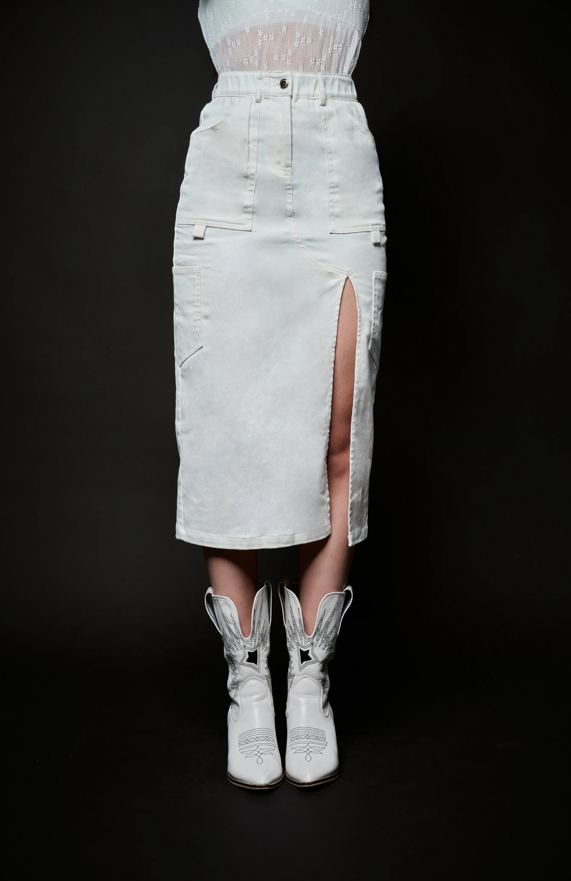 Rebel Reflex Belt Skirt - White