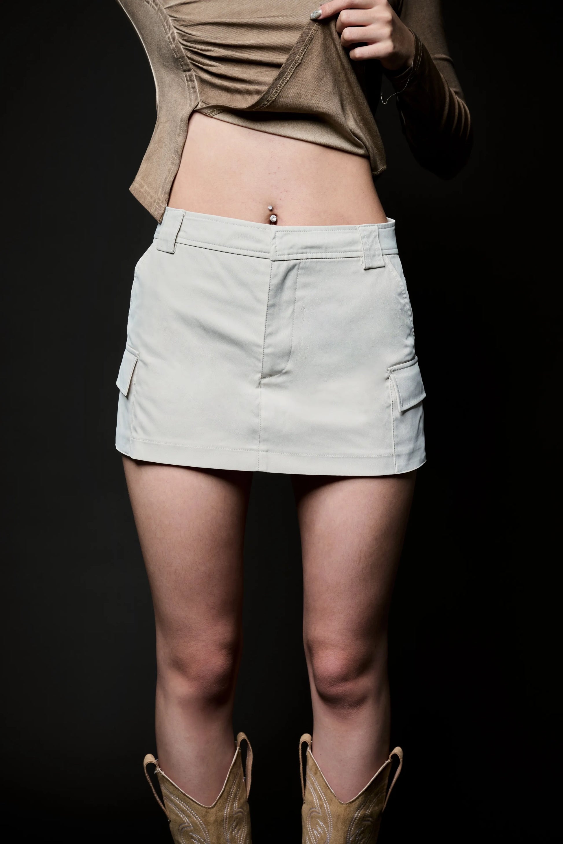 Rebel Fake Skirt - Nude