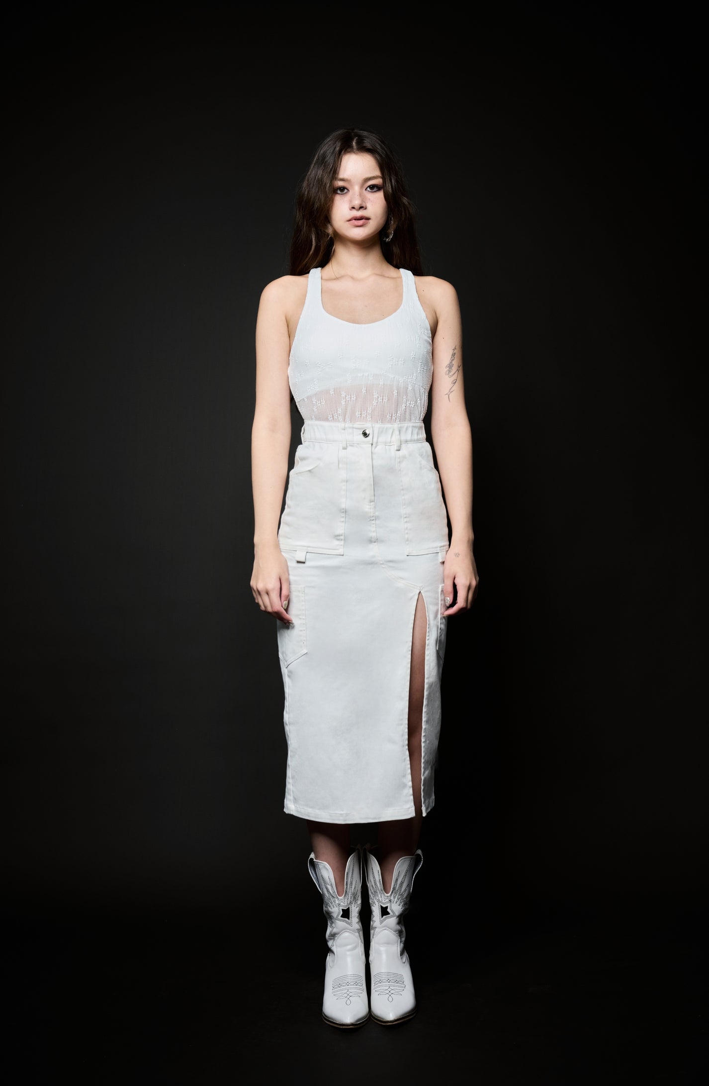 Rebel Reflex Belt Skirt - White